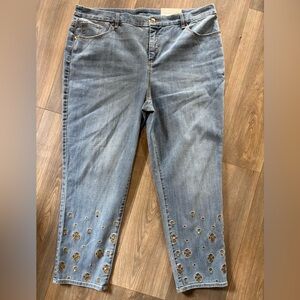 Chico’s So Slimming Girlfriend Slim Leg Ankle Jeans Size 16 New Tags